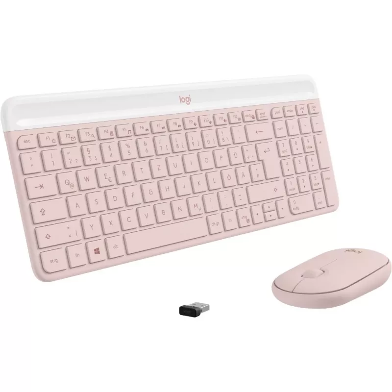 Logitech Slim Wireless Combo MK470 - toetsenbord-muisset - draadloos - 2,4 GHz - QWERTY - rosé (920-011314)