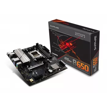 Moederbord Sapphire B650M-E (AMD B650) micro ATX, socket AM5, DDR5, 2x DIMM, 96GB, 2x M.2 (PCIe5/4), 4x SATA III, 2,5Gb LAN