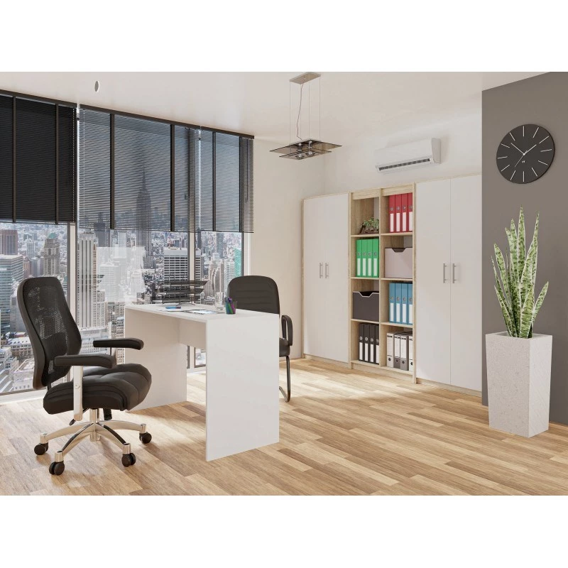 Ladekast OLIV 2D 74x35x180 cm, Sonoma-eiken/wit