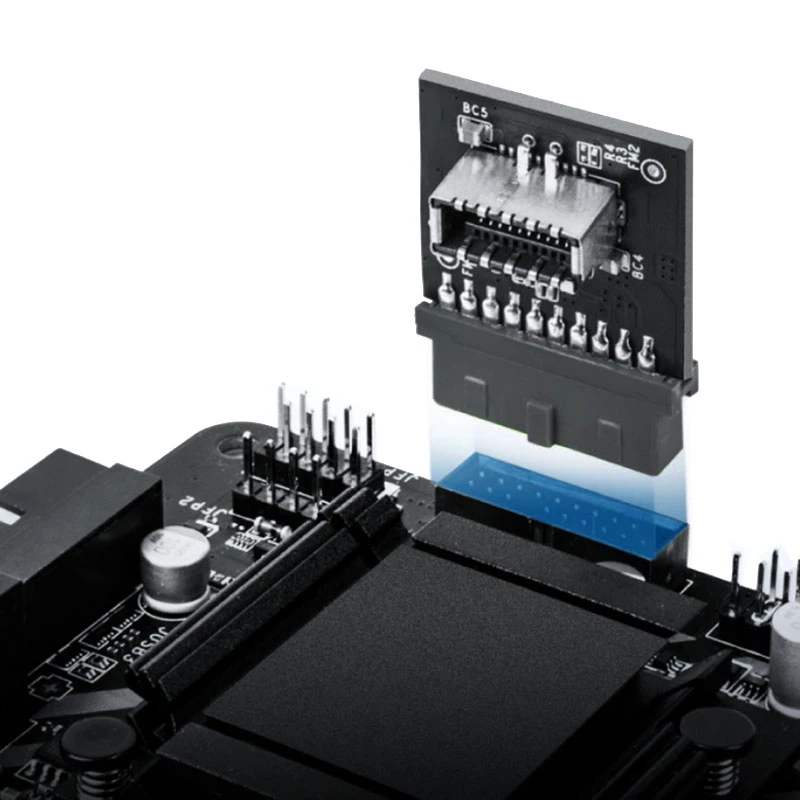 GrauGear interne 19-pins USB 3.0 naar USB 3.1 Type-E 20-pins Key A-adapter, 90 graden