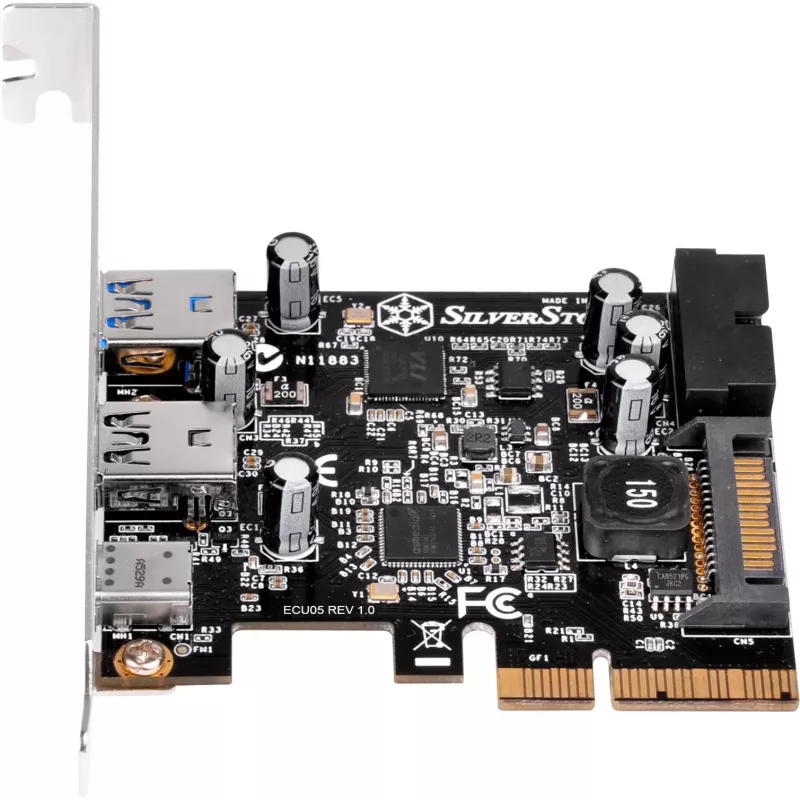 SilverStone ECU05 - USB-adapter - PCIe 2.0 x2 low profile - USB 3.1 Type-C x 1 + USB3.0 x 2 + USB3.0 (intern) x 2 (SST-ECU05)