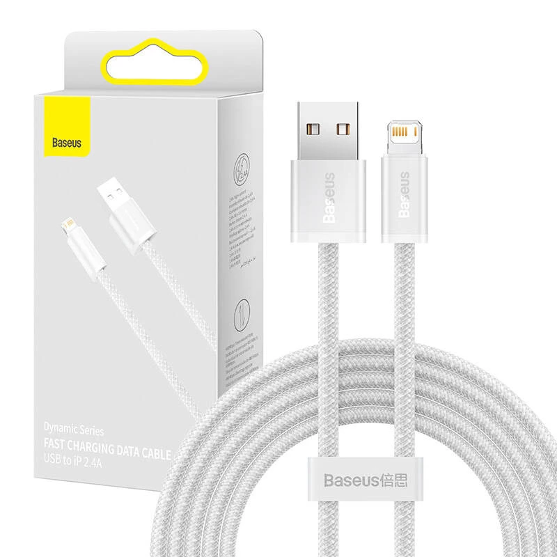Baseus Dynamic kabel USB naar Lightning, 2,4A, 2m (wit)