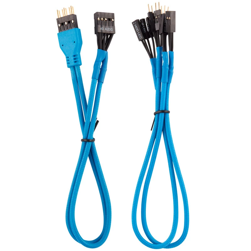 Corsair Premium Sleeved verlengkabelset voor frontpaneel, blauw