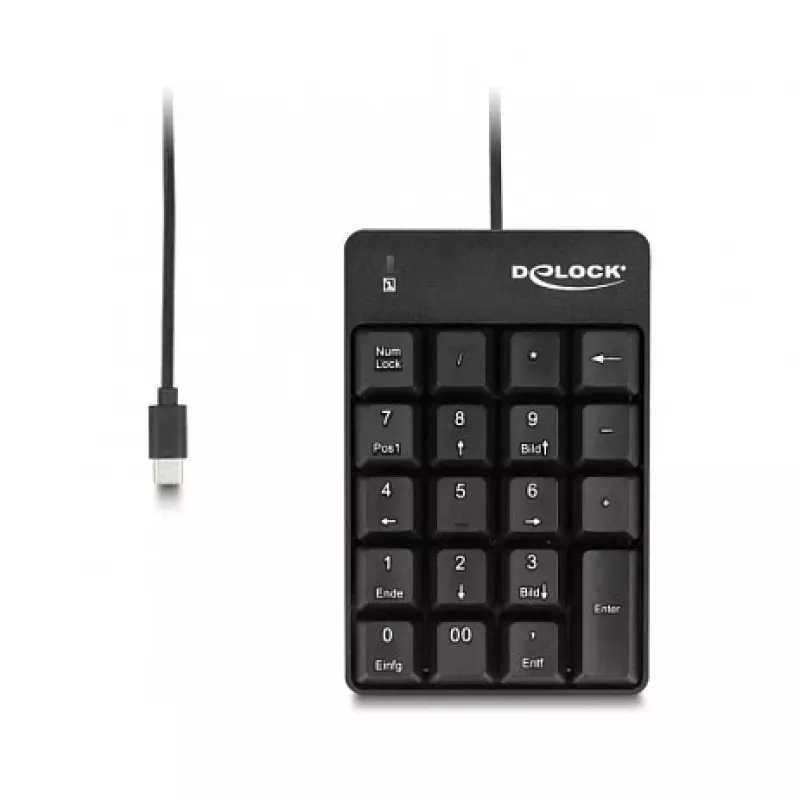 Delock 12108 USB Type-C numeriek toetsenbord, 19 toetsen, zwart