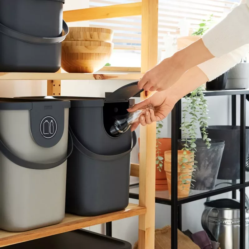Rotho Albula afvalscheidingsbak, 25 l, cappuccino
