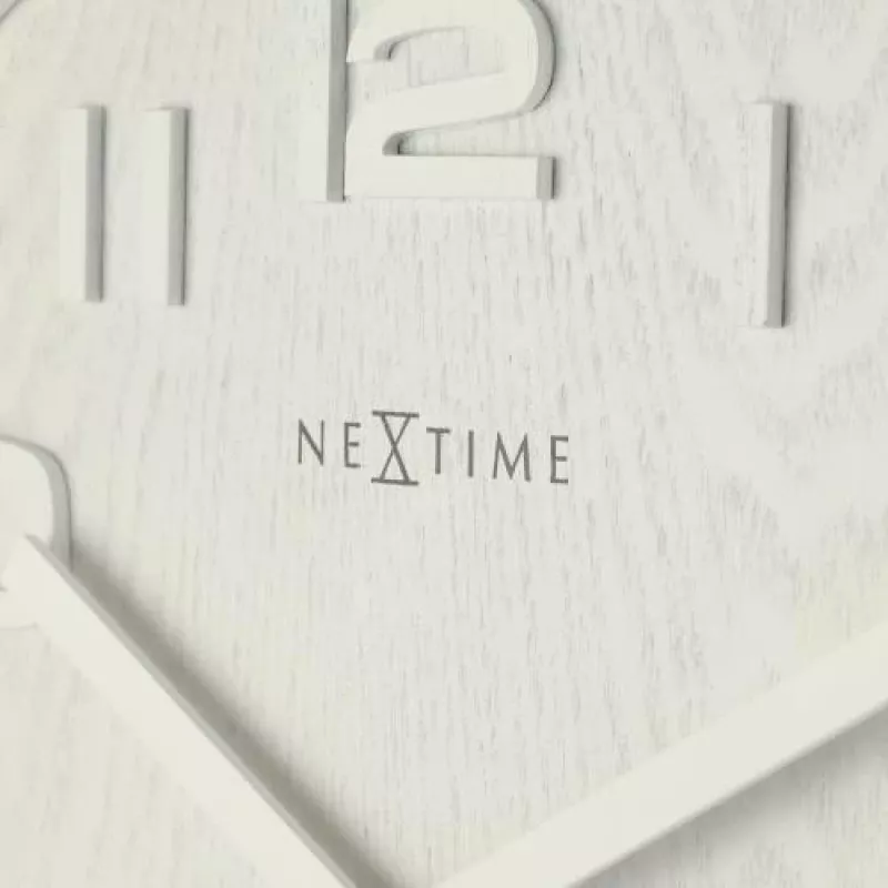 NeXtime 3096WI - wandklok - quartzklok - rond - wit - hout - hout