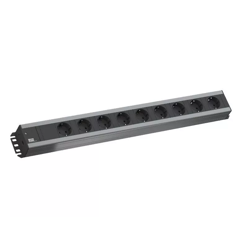 Bachmann 300.001 stroomverlenging 2 m 9 AC-stopcontacten, binnen, zwart, grijs
