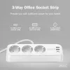 Meervoudig stopcontact DIGITUS 3-voudig met 2×USB-A en 1×USB-C, 3 AC-stopcontacten type E/F, 1,5 m kabel, wit