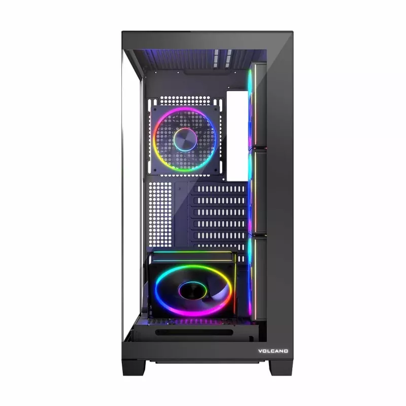 PC-behuizing MODECOM Volcano Stellar 5F ATX Midi Tower, gehard glas, 5 voorgeïnstalleerde ventilatoren, USB‑C, ondersteunt microATX/ATX, max. GPU 420 mm, CPU-koelerhoogte 175 mm