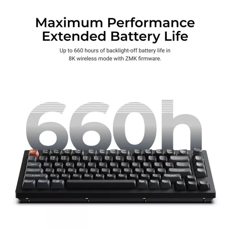 Mechanisch toetsenbord Keychron V1 Ultra 8K — 75% QWERTY, Bluetooth, bekabeld, RGB, zwart
