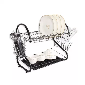 Afwasrek Maestro MR-1025-38-zwart, vrijstaand metalen afwasrek, 38 cm breed, zwart