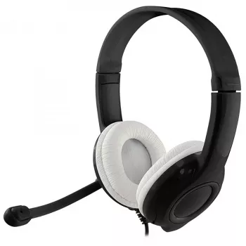 Hoofdtelefoon MEDIA-TECH MT3573 bedraad binaural opvouwbaar met beugelmicrofoon, 1,9-m-kabel, USB, zwart