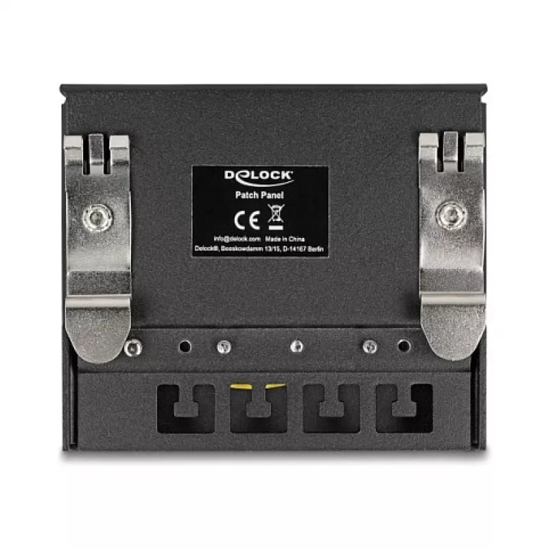 Patchpaneel DELOCK mini desktop RJ45 4 poorten Cat.6A afgeschermd zwart, metaal, 90×22×93 mm
