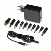 Laptopvoeding IBOX IUZ65WA, AC/DC automatisch 100–240V → 18,5–20,5V, 65W, 1×USB, zwart