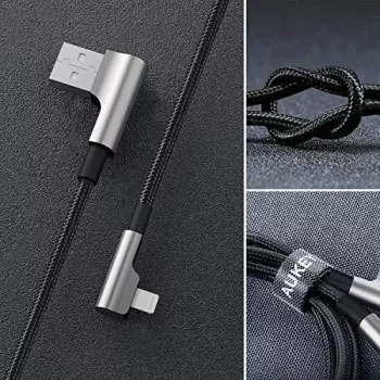 CB-AL01 Black Oem nylon kabel USB Lightning 2m 90-degree connectors C