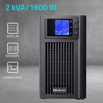 UPS QOLTEC Pure Sine Wave 2kVA 1600W met AVR en LCD-display