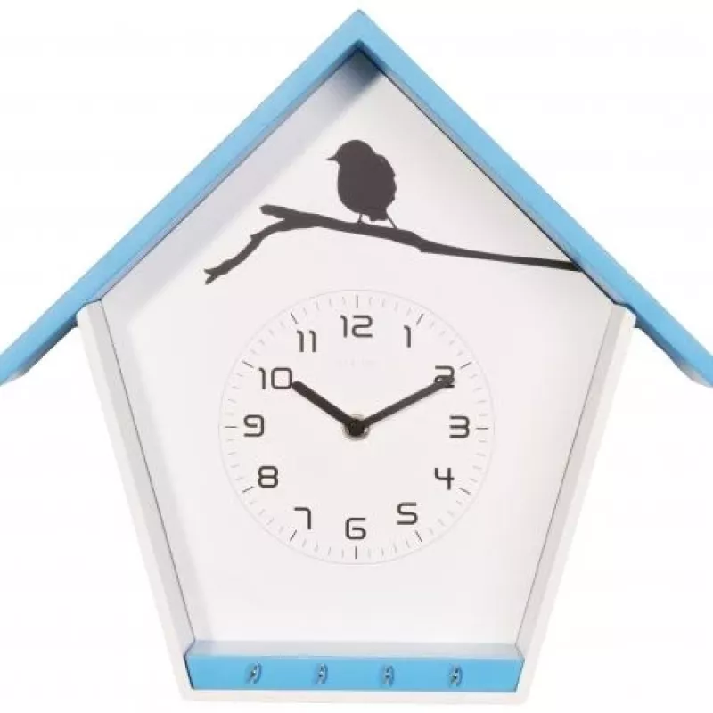 NeXtime klok 3109bl Cuckey, 30,5x33x11 cm, wand, blauw/wit