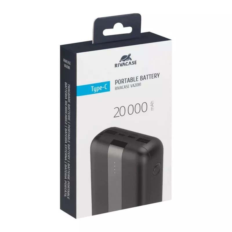 Powerbank USB 20000MAH/VA2081 zwart Rivacase