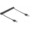 Spiralkabel DeLOCK EASY-USB 2.0 Type-A stekker naar Type-A stekker 0,5 m tot 0,8 m zwart