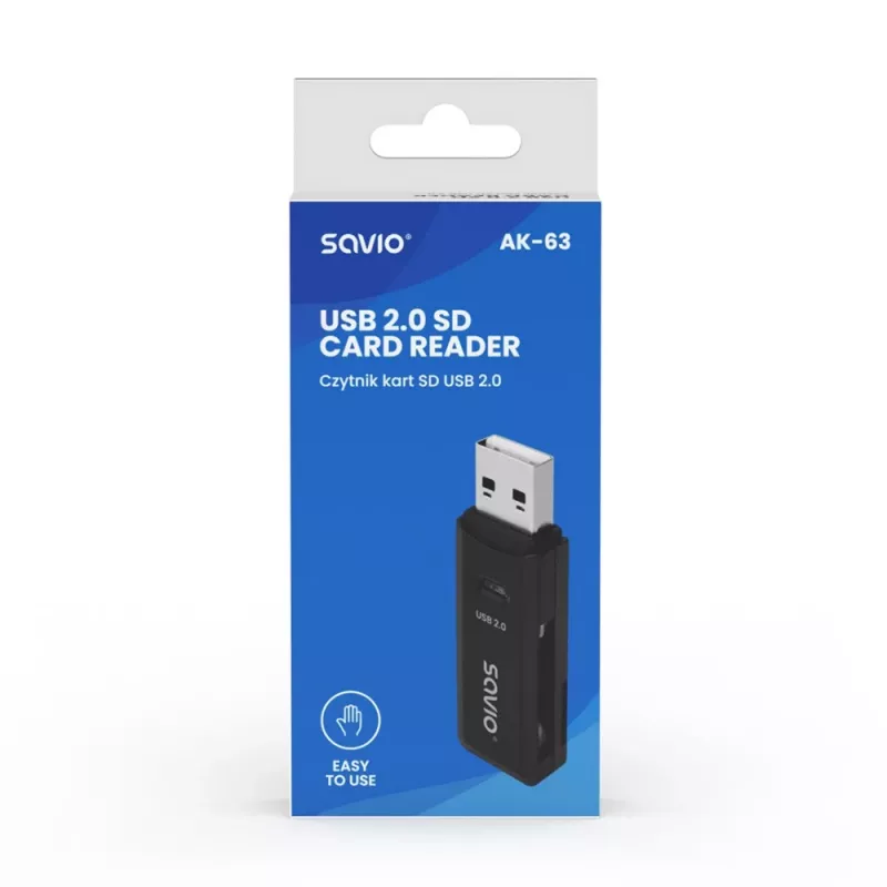 SD-kaartlezer, USB 2.0, 480 Mbit/s, AK-63 Savio SAVAK-63