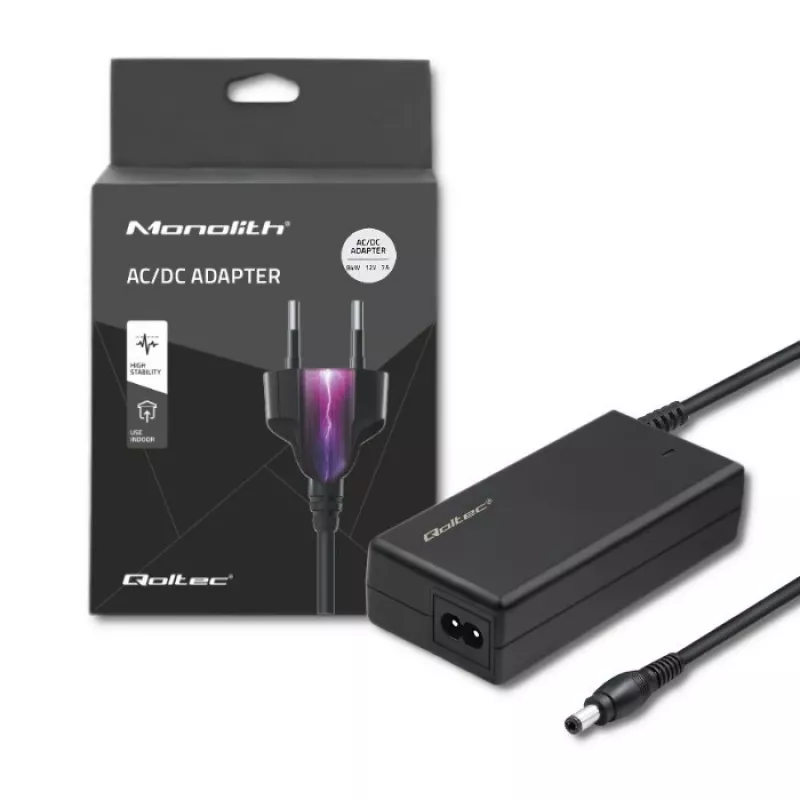 Qoltec 84W desktopvoeding | 12V | 7A | 5,5*2,5 | +netsnoer