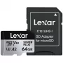 MicroSD-kaart Lexar 64 GB UHS-I klasse 3 SILVER PLUS