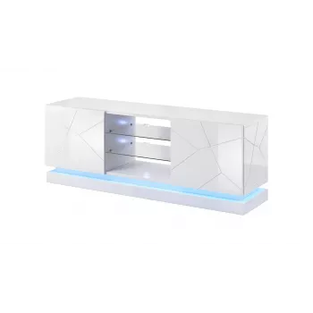 TV-kast cama meble QIU 160 — MDF wit glanzend, 1600×420×570 mm