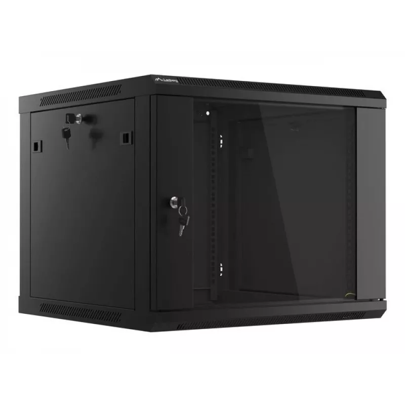 Wandbehuizing LANBERG 9U 19 inch WF01-6609-10B, 600×600×507 mm, 60 kg, IP20, zwart