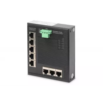 Digitus 8-poorts Gigabit Ethernet netwerkswitch, plat, industrieel, unmanaged