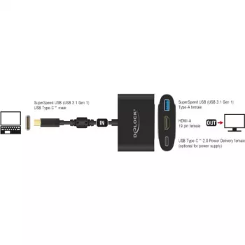DeLOCK - externe videoadapter - VL101 - USB-C 3.1 - HDMI - grijs - retail (62991)