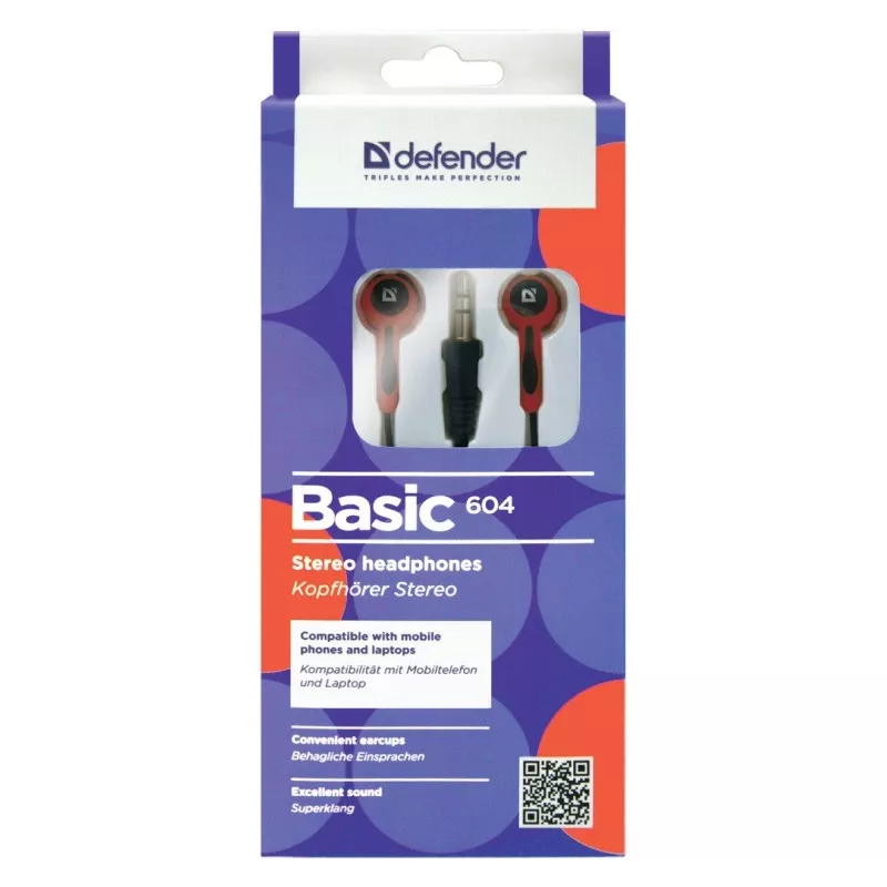 Hoofdtelefoon Defender BASIC 604 zwart-rood