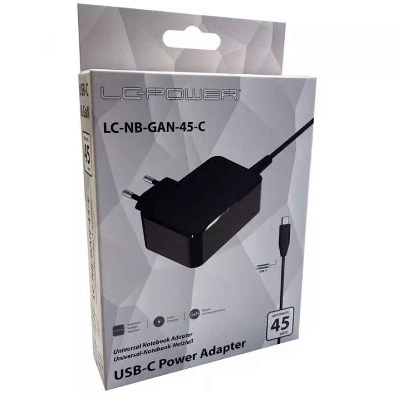 Oplader voor binnengebruik LC-Power LC-NB-GAN-45-C