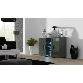 Cama sideboard 120 cm SOHO S7 grijs/grijs glanzend
