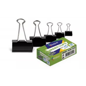 Forpus clips, 19 mm, zwart, 12 stuks