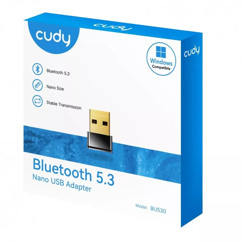 Bluetooth-adapter Cudy BU530 USB Type-A, zwart, Bluetooth-uitgang, Windows 8.1-ondersteuning