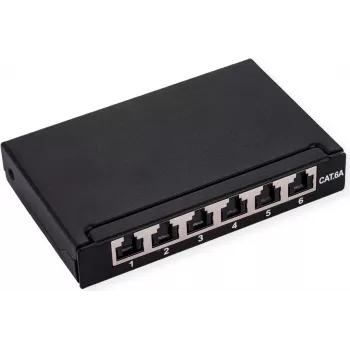 ROLINE mini-patchpaneel 6xRJ45 afgeschermd Cat.6A/Kl.EA 0,5HE (26.11.0299)