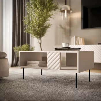 Salontafel Cama LUCCA bank/tafel 100x55x46 cashmere, rechthoekig grijs tafelblad