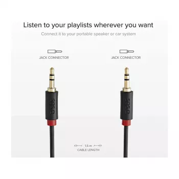 SBS TECABLE35KR - audiokabel - mini-phone stereo 3,5 mm male naar mini-phone stereo 3,5 mm male - 1,5 m - zwart (TECABLE35KR)