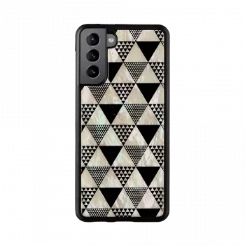 Beschermhoes iKins voor Samsung Galaxy S21+ — piramidepatroon, zwart