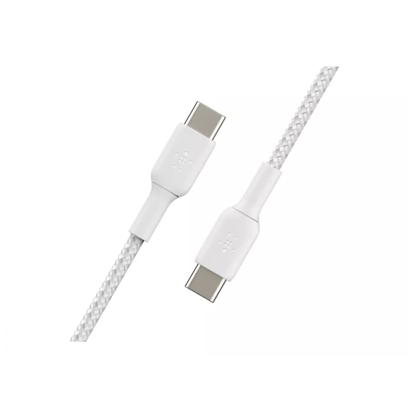 Kabel gevlochten USB-C naar USB-C 1m wit