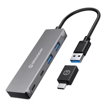GRAUGEAR G-HUB2A2C-AC interface hub USB 3.2 Gen 1 (3.1 Gen 1) Type-A + Type-C 5000 Mbit/s zilver