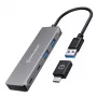 GRAUGEAR G-HUB2A2C-AC interface hub USB 3.2 Gen 1 (3.1 Gen 1) Type-A + Type-C 5000 Mbit/s zilver
