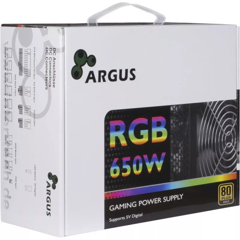 Inter-Tech Argus RGB-650W CM II voeding 20+4 Pin ATX ATX zwart