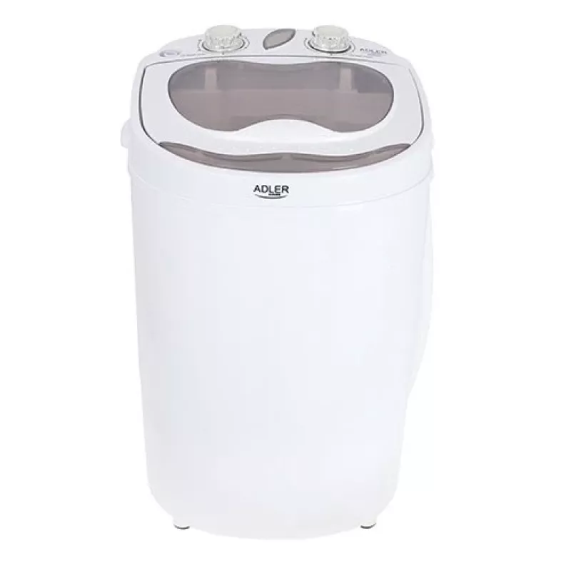 Toplader wasmachine Adler AD 8055, draagbaar, 3 kg inhoud, crème, draaiknop, 150 W