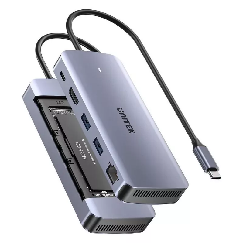 UNITEK actieve hub USB-C 10GBPS,M.2,HDMI, PD 100W