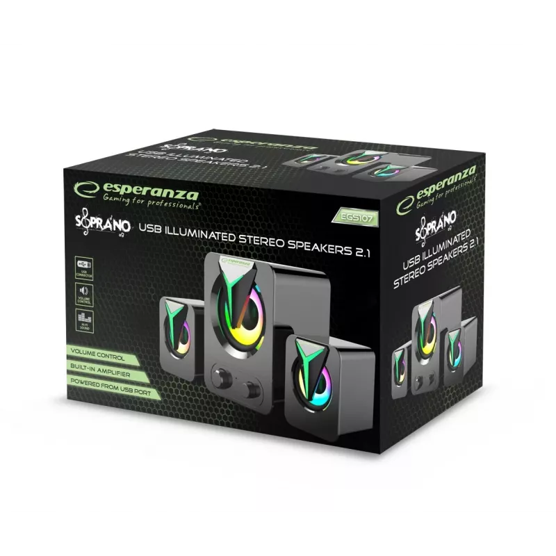 Esperanza EGS107 luidspreker 2.1 USB LED 5 W zwart
