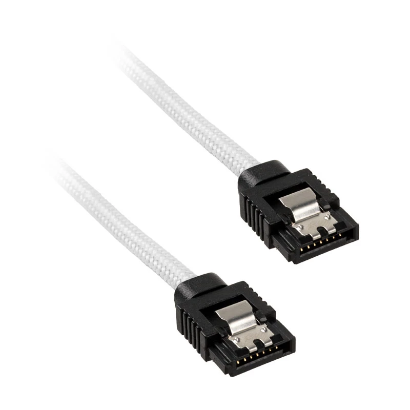 Corsair CC-8900253 Premium Sleeved SATA-kabel, 60 cm, 2 stuks, wit