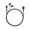 AUKEY CB-BAL5 3-in-1 gevlochten kabel, Micro USB / USB-C / Lightning, 1,2 m, zwart