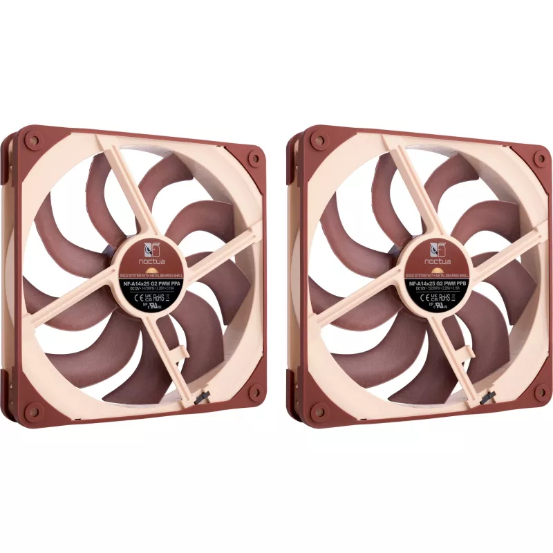 Noctua NF-A14x25 G2 PWM Sx2 PP 140mm dubbele ventilatorset