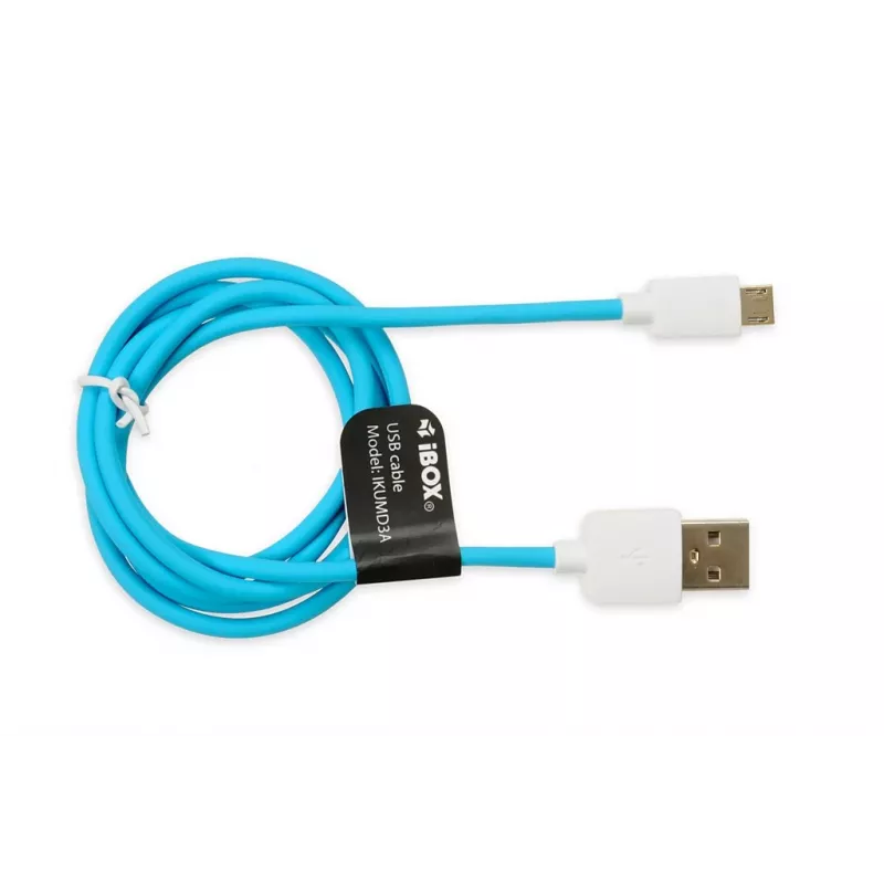 USB 2.0 kabel IBOX IKUMD3A — USB A naar Micro-USB B, 1 m, blauw